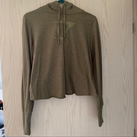 Gymshark Sweaters - GymShark Khaki Crop Hoodie
